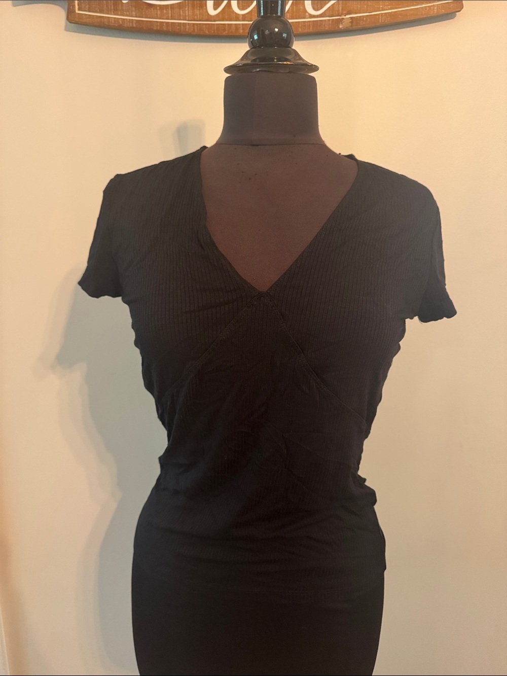 Dynamite Black V-Neck Short Sleeve Top